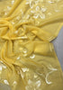 Yellow Organza Saree with White Floral Embroidery