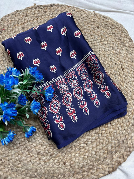 Ajarak Printed Crepe Saree