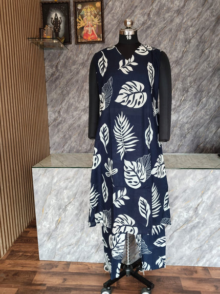 Cotton floral print A line Kurta BLUE CO-ORD SET