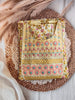 Cotton Floral Print and Embroidery Yellow
