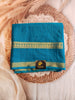 Crepe Silk Ramagreen//blue with Golden Stripes Saree