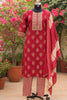 Cotton  Rayon mixed Floral Print Red