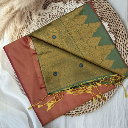 Semi kanchi Soft Silk Saree ORANGE