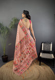 Pashmina Silk Saree with Meenakari Weaving/Baby Pink
