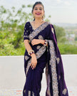 Vichitra Silk Saree with Stone work/Wine