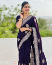 Vichitra Silk Saree with Stone work/Wine