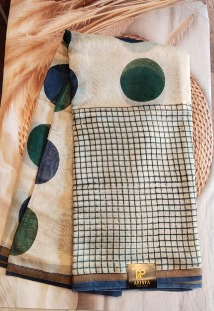 Off White Pure Chanderi Silk Saree