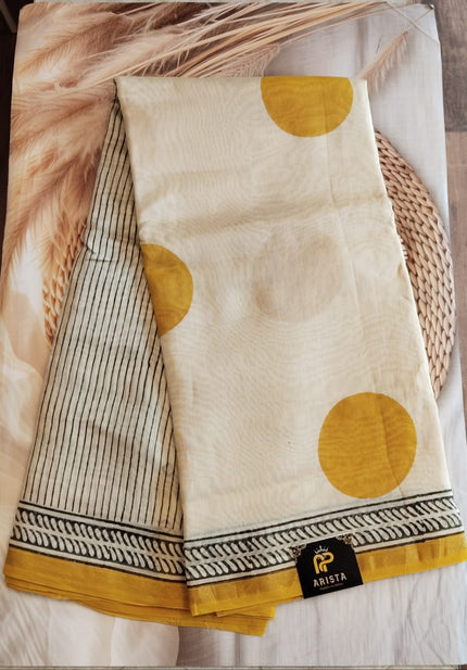 Off White Pure Chanderi Silk Saree