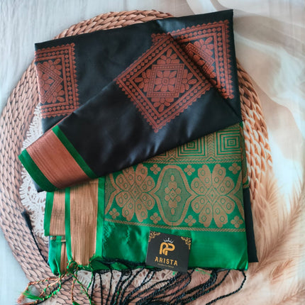 SEMI KANCHI SOFT SILK - BLACK