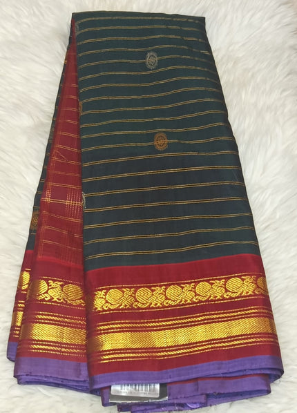 Pure Gadwal Silk - Bottal Green