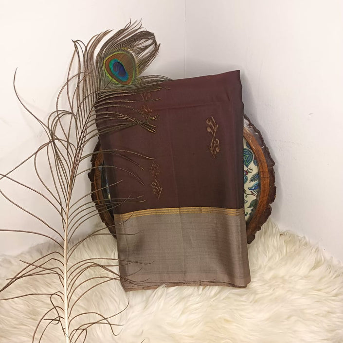 Pure Soft Silk Saree- Chocolate Brown