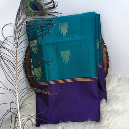 Pure Soft Silk Saree- Teal Green