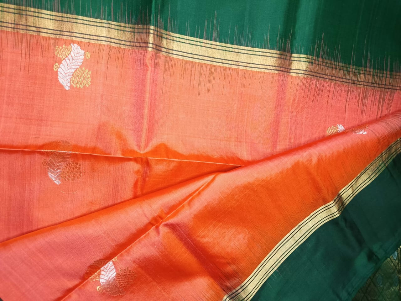 Pure Soft Silk Saree- Bright Orange