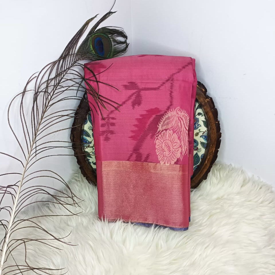 Pure Soft Silk Saree -Rose Pink