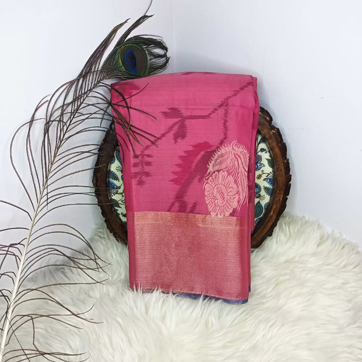 Pure Soft Silk Saree -Rose Pink