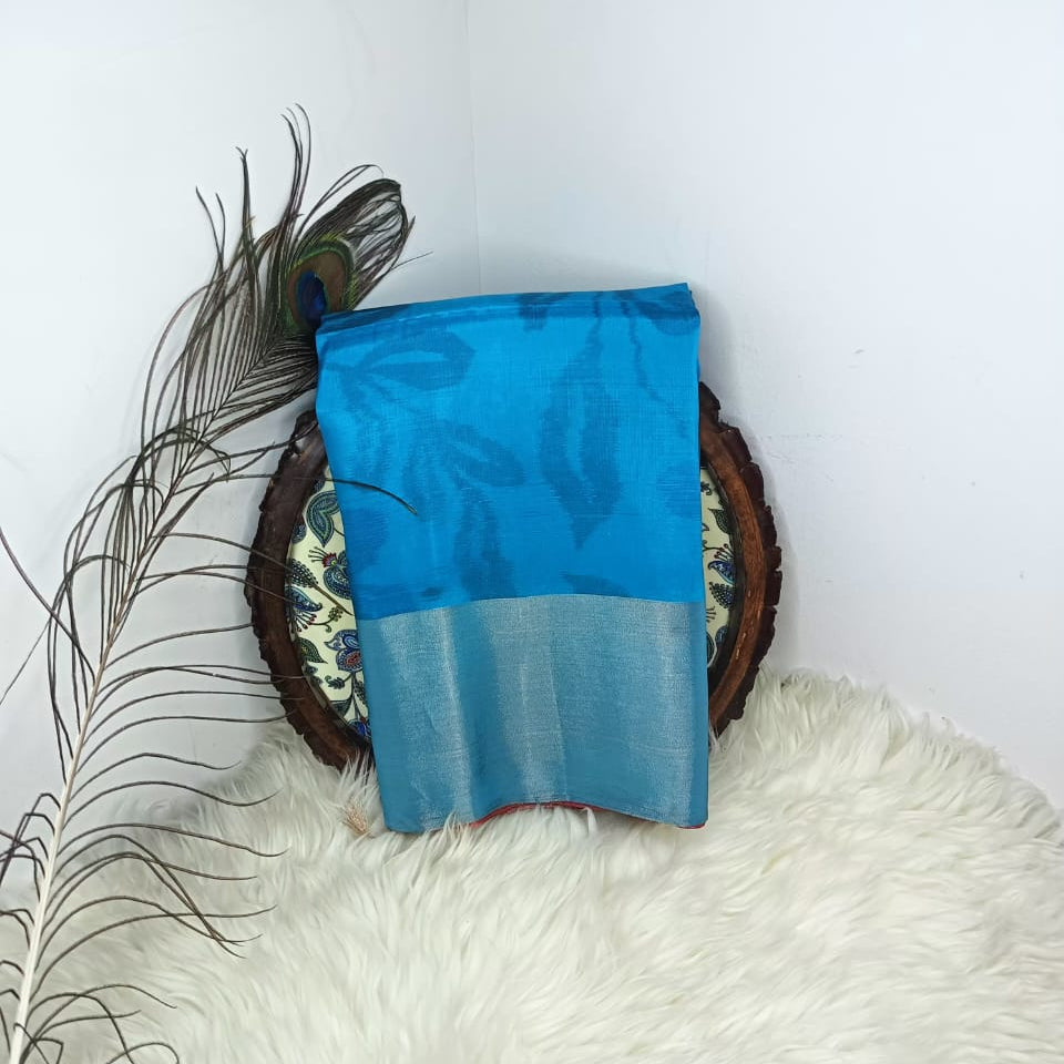 Pure Soft Silk Saree - Teal Blue