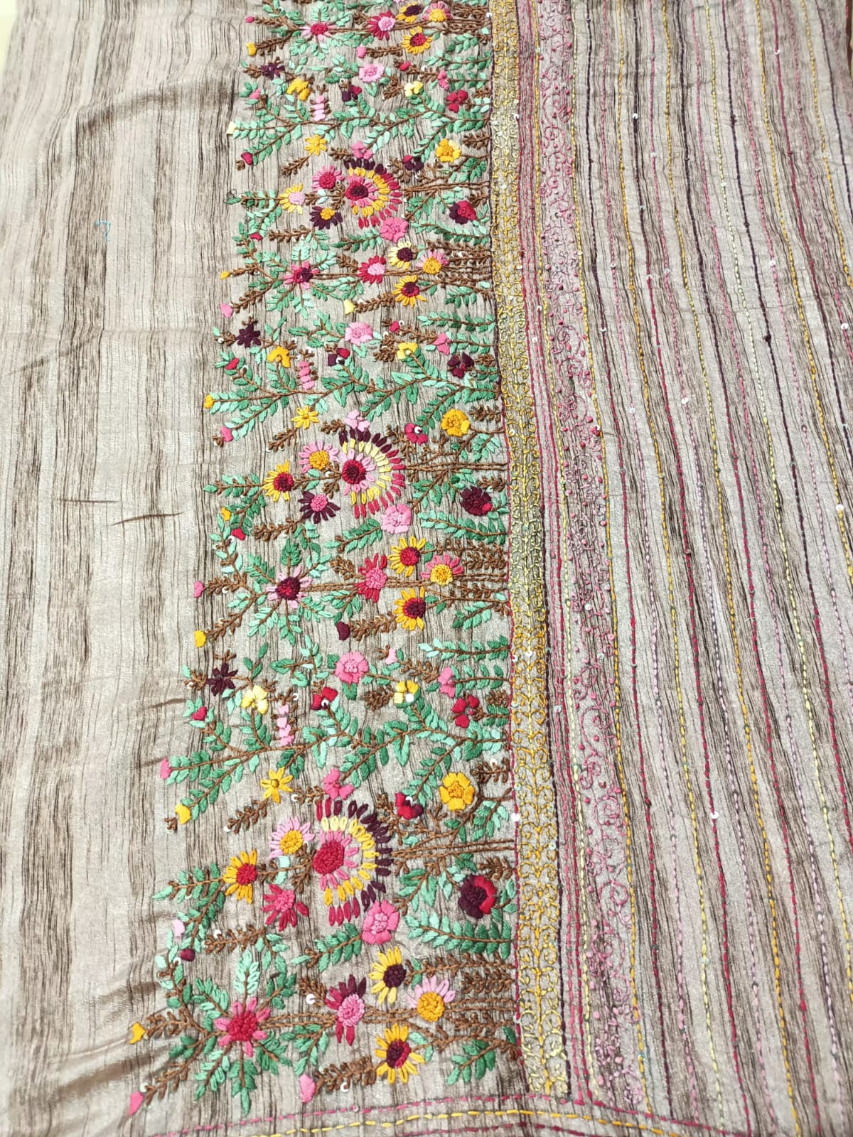 Pure Tussar Katta Work Saree