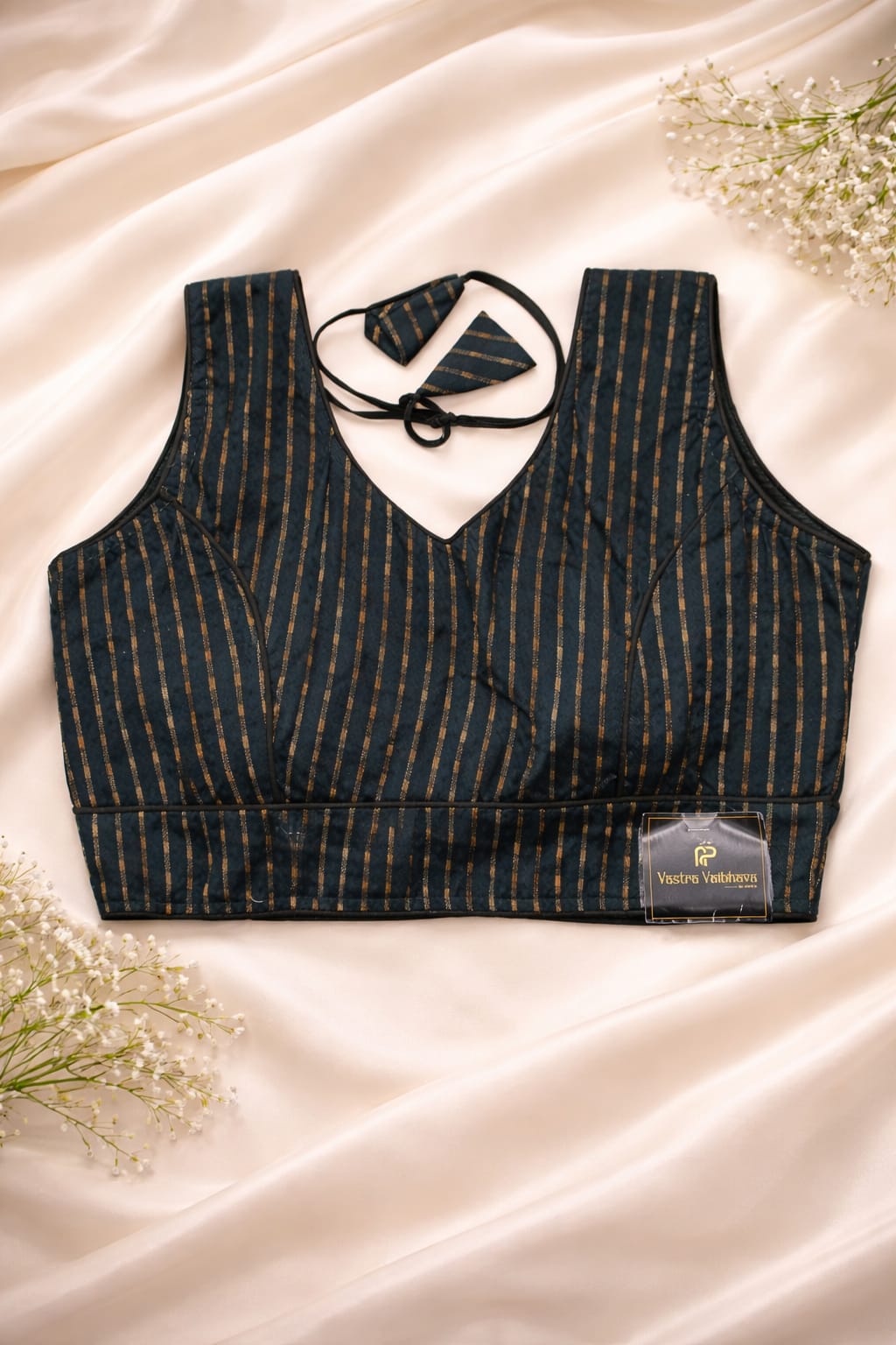 Striped   Blouse- BLACK