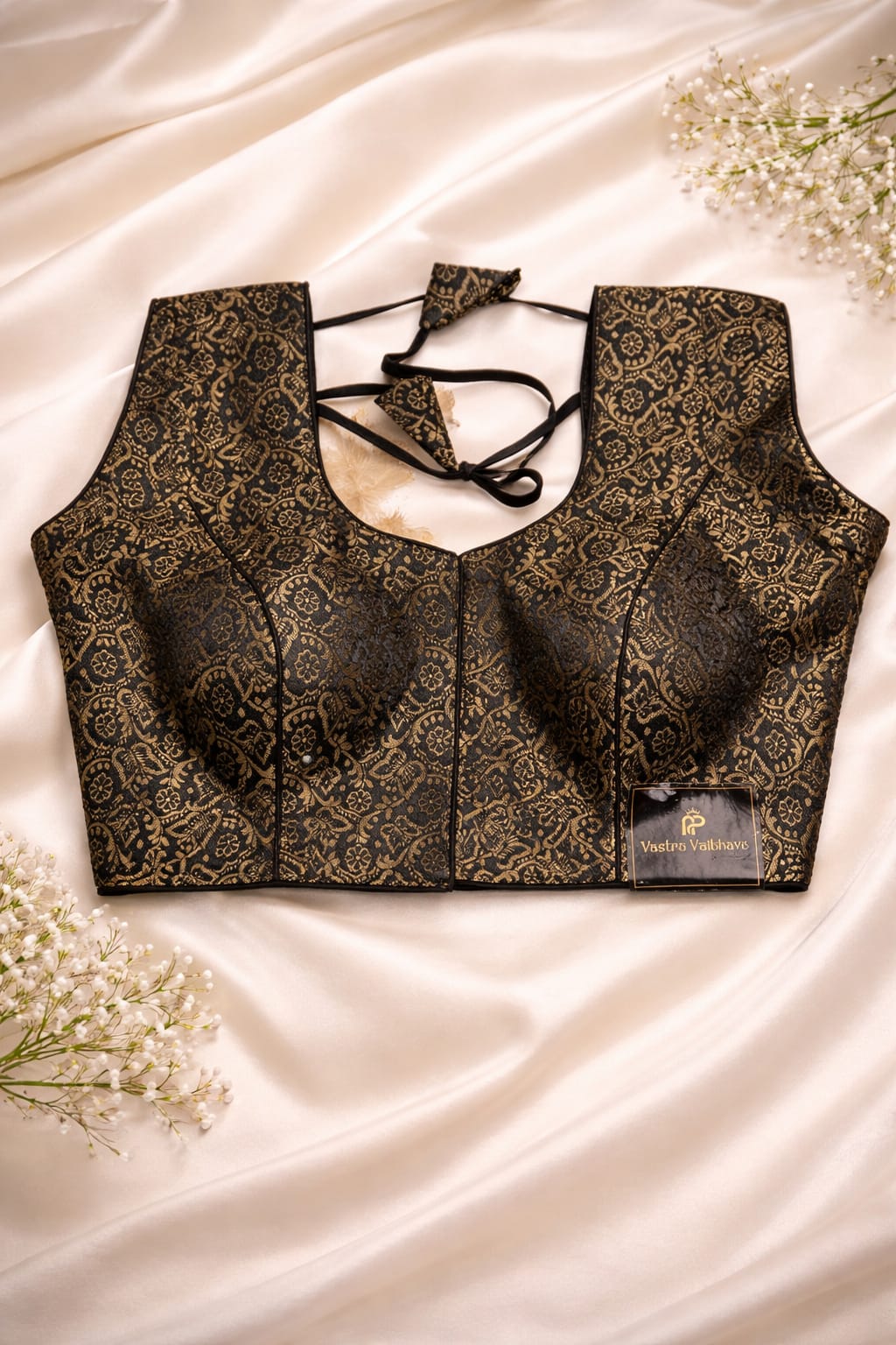 Black & Gold Brocade Blouse