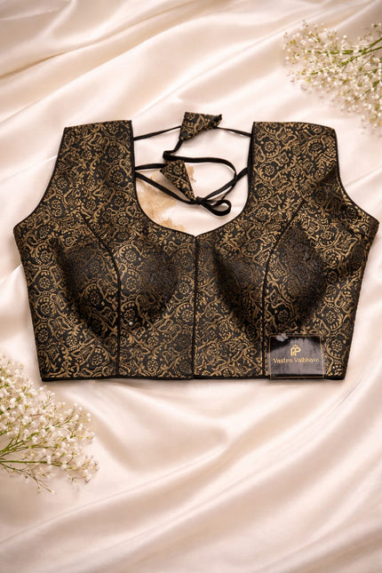 Black & Gold Brocade Blouse
