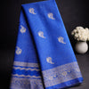 CREPE SILK Royal Blue with Checks Butta