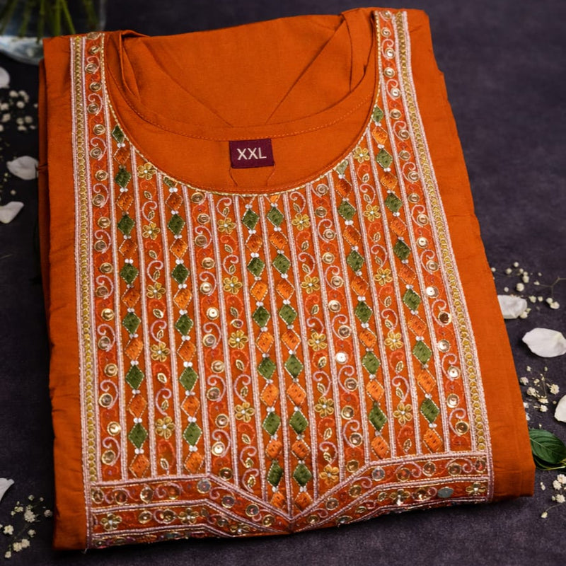 ORANGE COLOUR SHIMMER SILK 3PCS SETS
