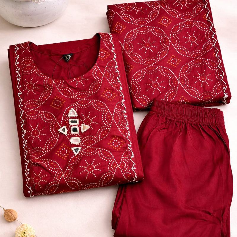 RED COLOUR GAJI SILK 3PCS SET