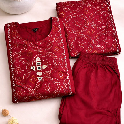 RED COLOUR GAJI SILK 3PCS SET
