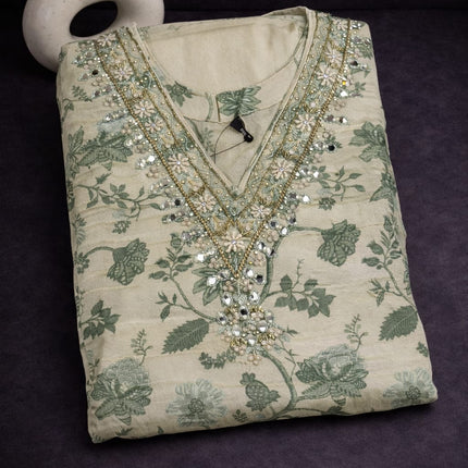 Heavy Handwork with Floral Print Kurta Set