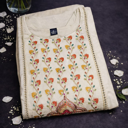 WHITE  COLOUR SHIMMER SILK 3 PCS SET