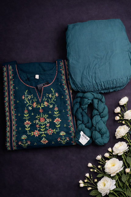 Cotton Green with Embroidery work 3pcs set