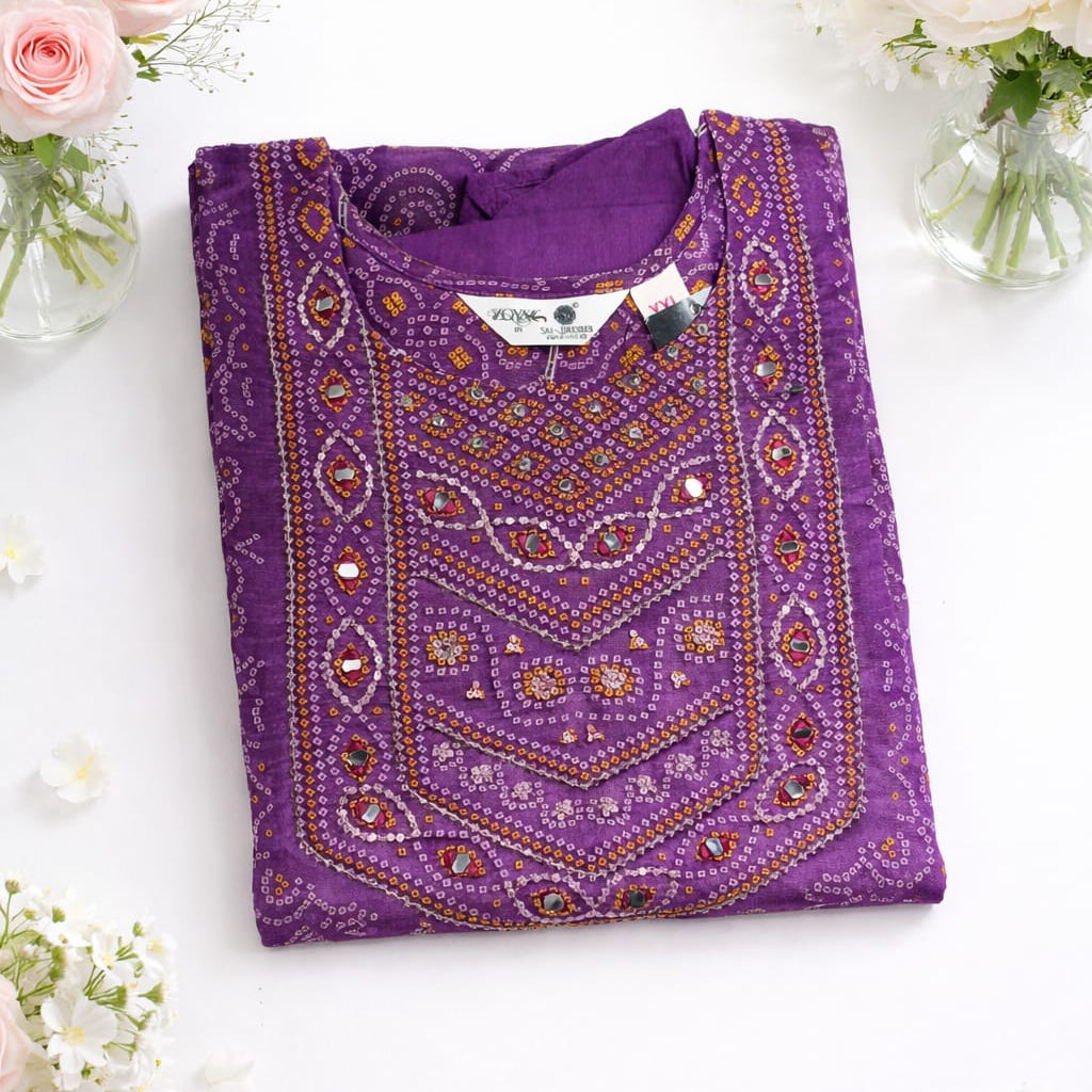 Bandhani Print Raw Silk 3-Piece Suit Set