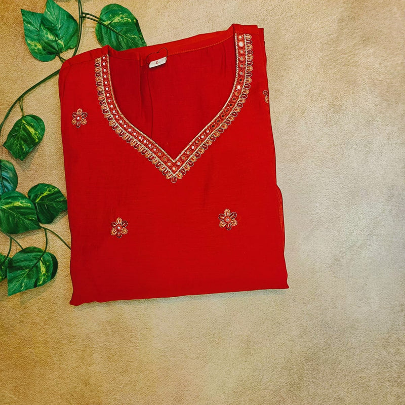 MUL CHANDERI ORANGE COLOUR 3PCS SETS
