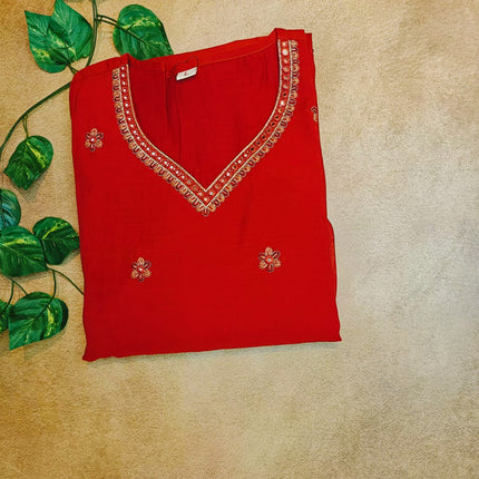 MUL CHANDERI ORANGE COLOUR 3PCS SETS