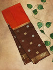 Semi Crepe Silk Saree – Rust Orange with Traditional Zari Border