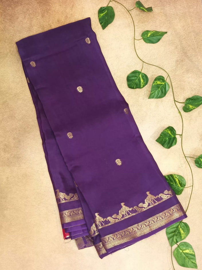 Crepe Silk Peacock Zari Border