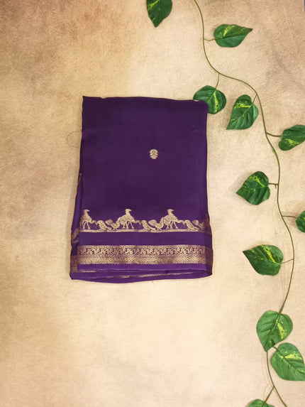 Crepe Silk Peacock Zari Border