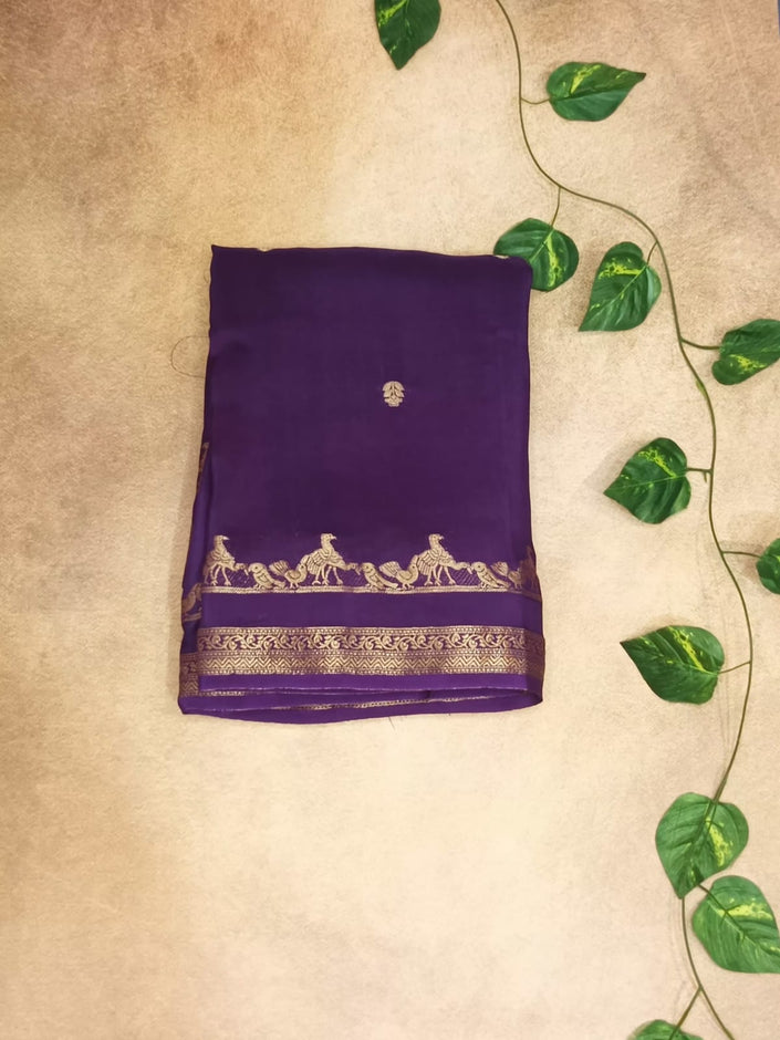 Crepe Silk Peacock Zari Border