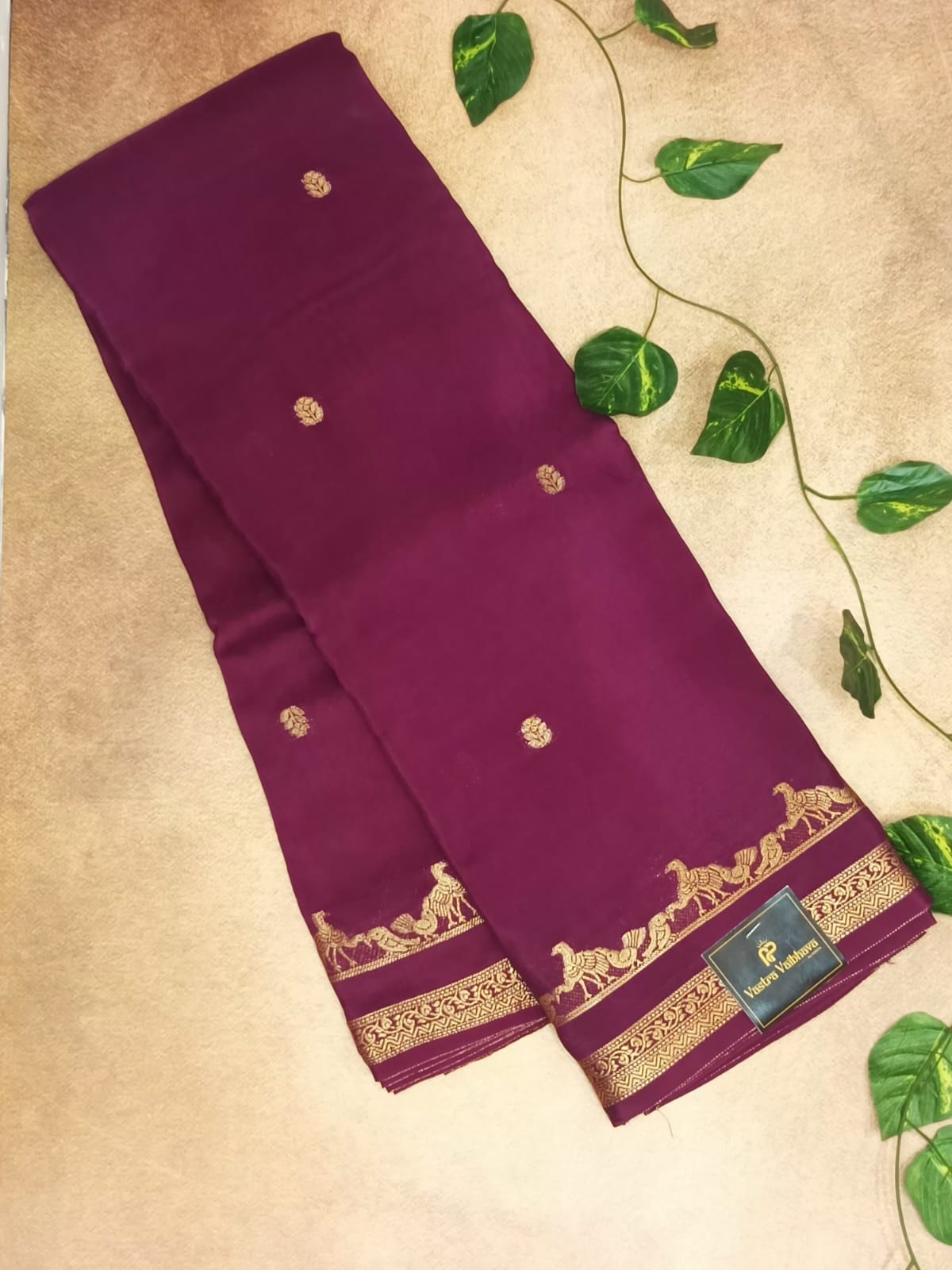 Crepe Silk Peacock Zari Border