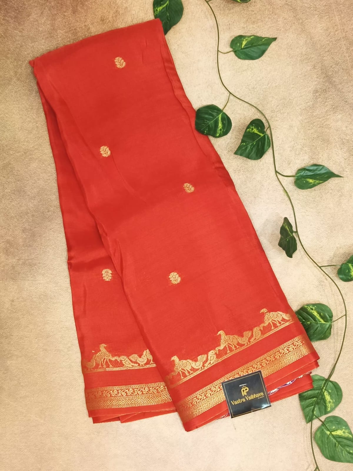 Crepe Silk Peacock Zari Border