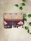 Soft Silk Pochampally Ikat Saree with Contrast Pallu & Tassels