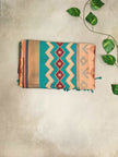 Soft Silk Pochampally Ikat Saree with Contrast Pallu & Tassels
