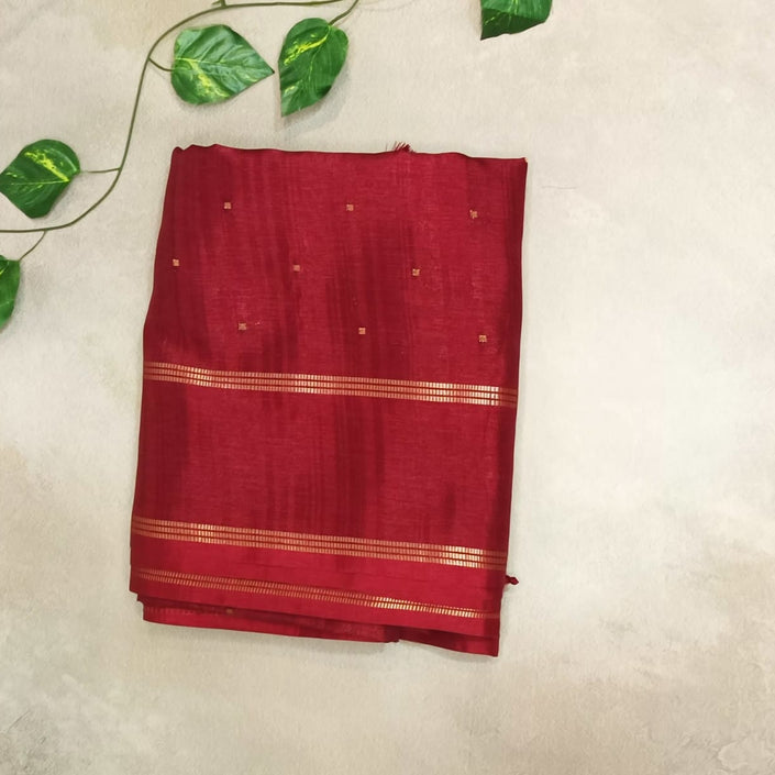 Kota Handloom Cotton Saree - Maroon