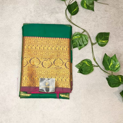 Semi Kanchipuram Silk Saree – Rich Contrast Weaving
