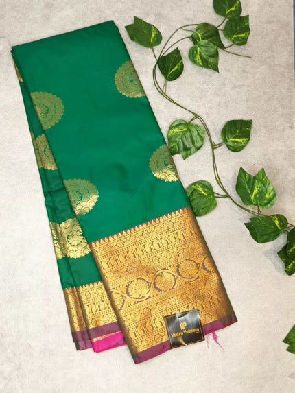 Semi Kanchipuram Silk Saree – Rich Contrast Weaving