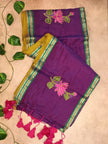 Lotus Mul Cotton Appliqué Work Saree