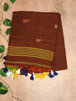 Soft Cotton Saree with Minimal Motifs & Tassels