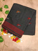 Soft Cotton Saree with Minimal Motifs & Tassels
