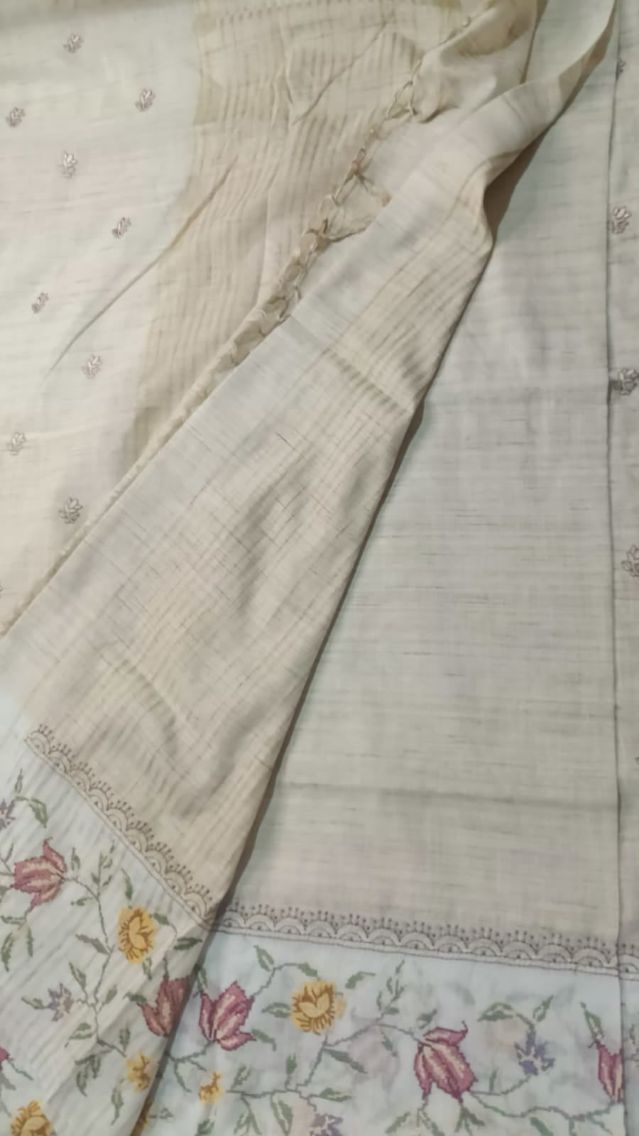 Cotton Petit Point Work Saree – Subtle & Classy Elegance