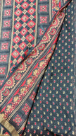 Ajark Printed Mirror work Saree